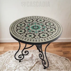Table ronde en zellige faite main – design marocain artisanal et motifs andalous