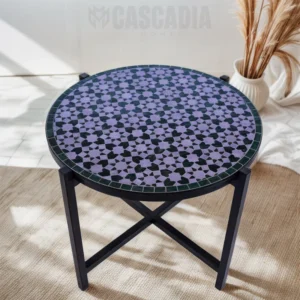 Table d’appoint Lawrence en zellige fait main, design marocain authentique.